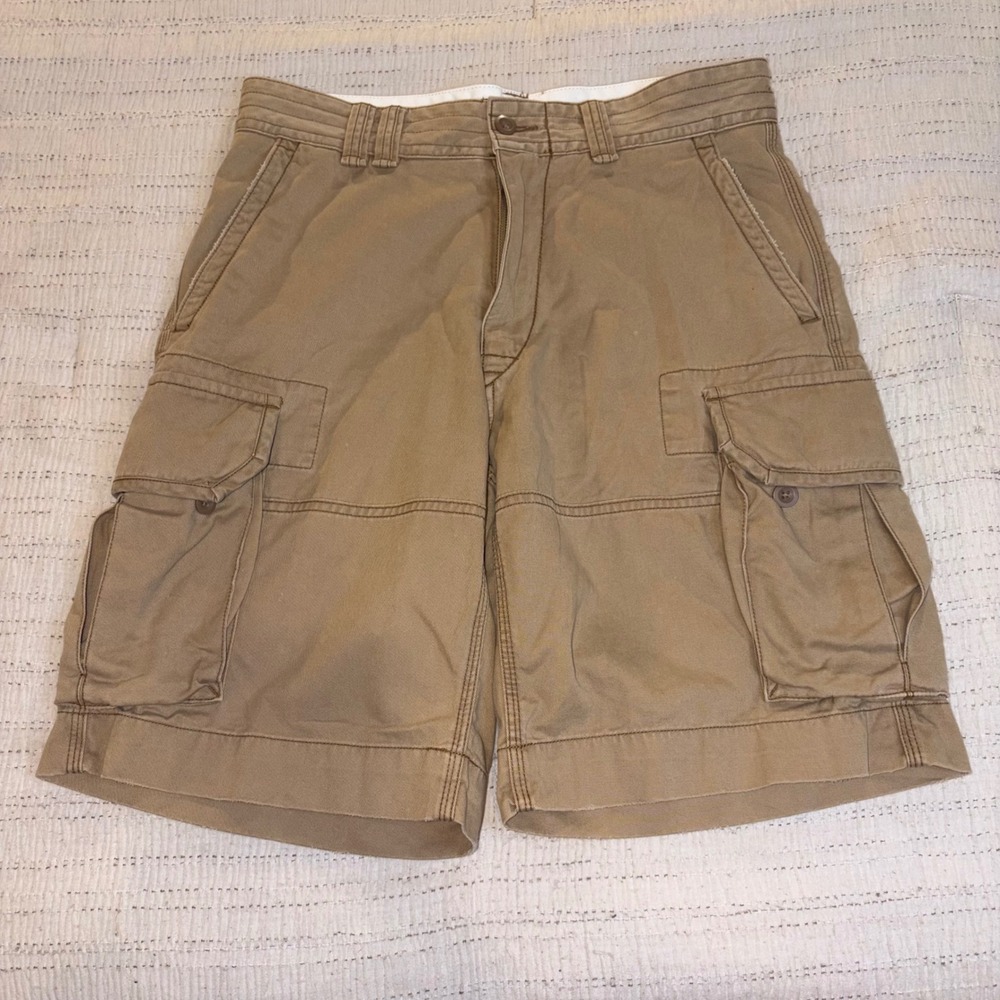 Polo Ralph Lauren Mens Classic Polo Chino Cargo Shorts Tan Khaki Size 31 Cotton